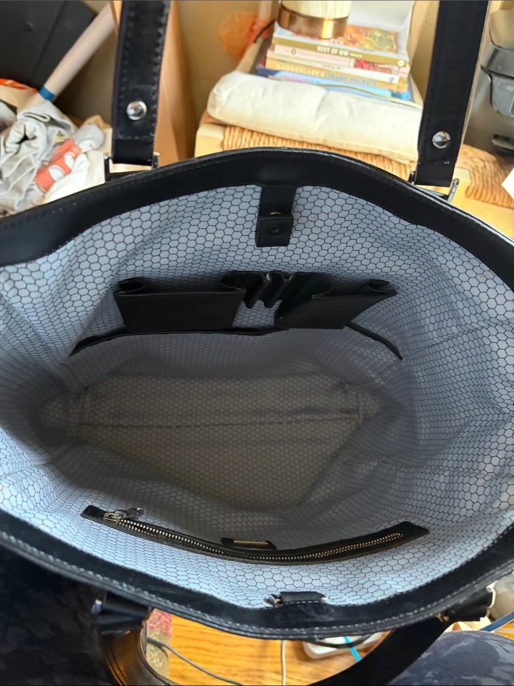 Skagen Black Leather Tote Bag 15x13